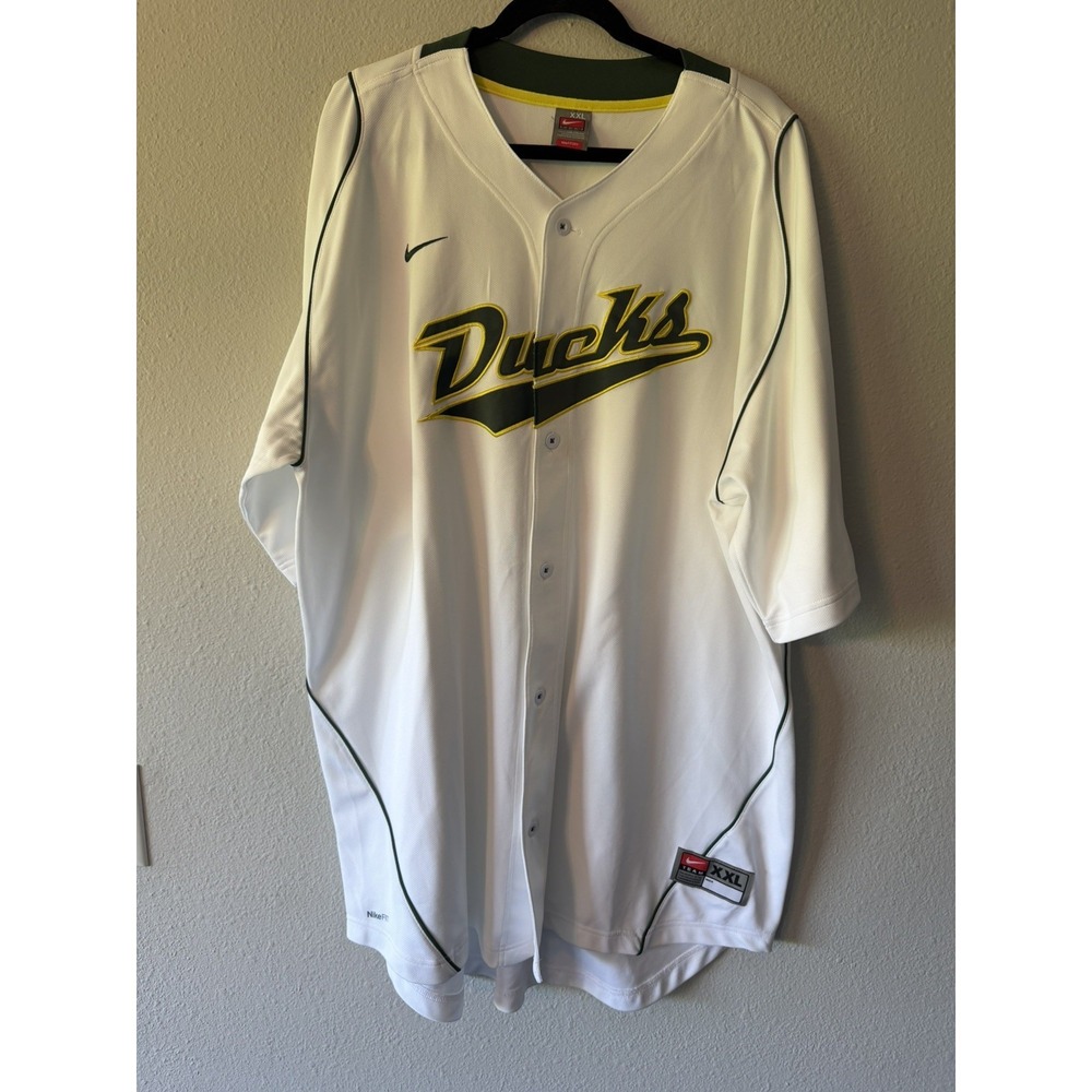 Nike University Oregon U of O Ducks Jersey Baseball NCAA Men's 2XL White